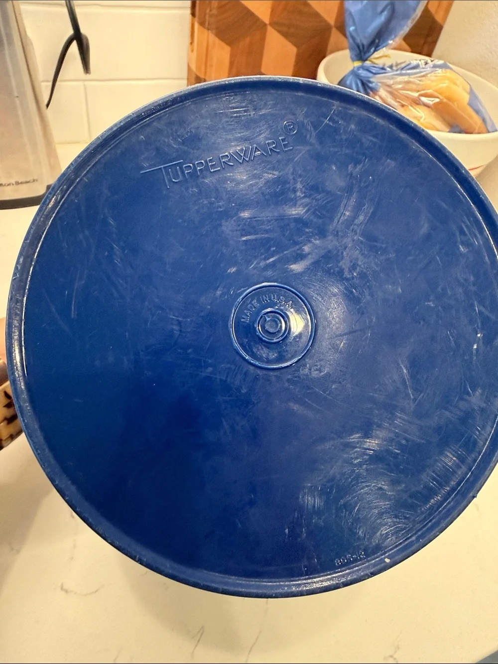 Tupperware‎ Servalier Canister Blue Decorative Floral Motif with Lid